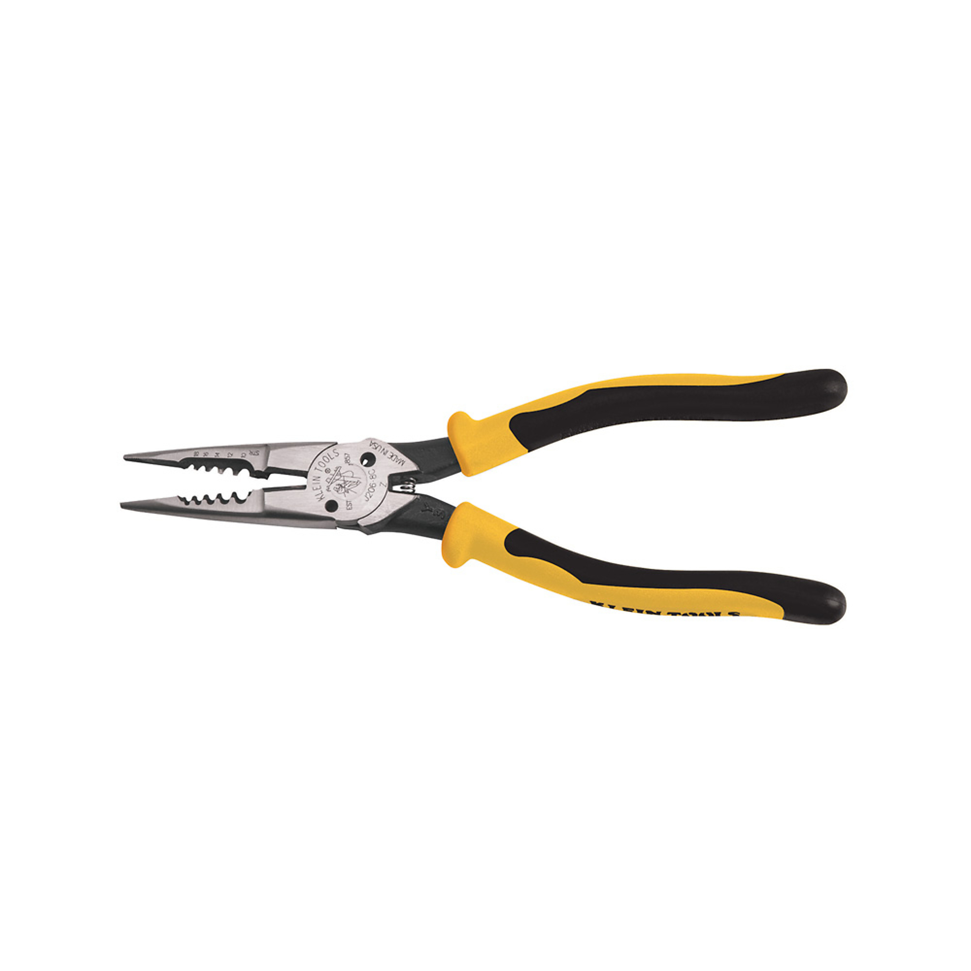 Klein Tools All-Purpose Needle Nose Pliers — Spring Loaded, Cuts and Strips 8-16 AWG Solid and 10-18 AWG Stranded Wire, Model# J206-8C